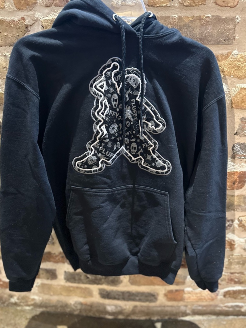 Black Graphic Hoodie with Embroidered Patch - Men